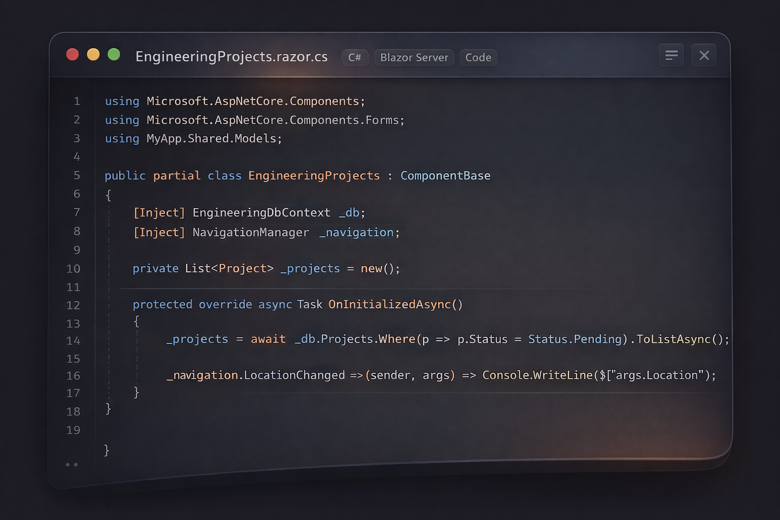 Codebeispiel im Stil eines Visual-Studio-Editors